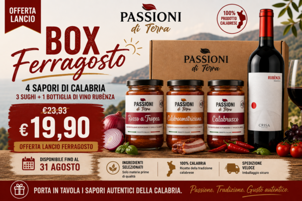 Box Ferragosto Calabria Passioni di Terra con 3 sughi calabresi e vino Rubènza