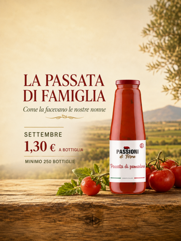 PASSATA DI FAMIGLIA Passata di pomodoro personalizzata Passioni di Terra con pomodori della Piana di Sibari